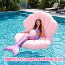 144cm/57in Seashell Pool Float, Thickened Inflatable Giant Shell Beach Float with Pearl Ball for Tanning Bachelorette Party Swimming Pool Party Decor (Pink)