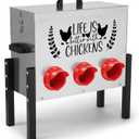 Chicken Feeder Box 30 lbs Galvanized Metal, 6 Feeding Ports, Comes with Metal Feeder Box Stands for Chickens, Ducks, Geese