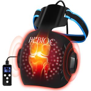 Red Light Therapy for Knee Pain Relief,Vibration Knee Massager with 660nm&850nm,3 in 1 Heated Knee Brace for Knee/Joint/Elbow/Shoulder,Rechargeable Near Infrared Light Therapy Device (Black)
