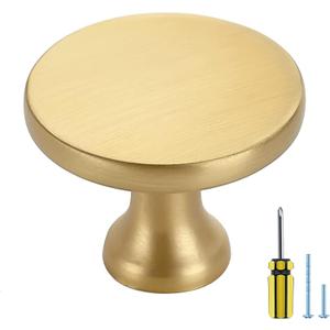 Ravinte 30 Pack Solid Metal Knobs Dresser Drawer Knobs Gold Cabinet Hardware Round Cabinet Door Knobs Drawer Knobs Kitchen Cabinet Knobs Brushed Brass Drawer Pulls