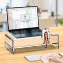 Acrylic Monitor Stand Riser Acrylic Laptop Stand Clear Computer Stand Laptop Riser with Storage Desk Organizer Accessories for Home and Office