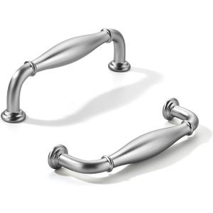 khtumeware 2 Pack 4inch(102mm) Hole Center Brushed Satin Nickel Cabinet Pulls Solid Heavy-Duty Tradition Handles Hardware for Bathroom Dressers Pull cabinets wardrobes Closet Doors