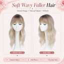Hair Toppers for Women with Thinning Topper Hair Pieces Wispy Clip in Bangs | 6.5''x6.5'' 18 Inch Curly Wavy Synthetic Hair - Ash Blonde Mix Highlights with Brown Root, French Bangs
