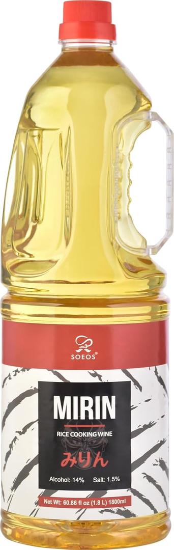 Soeos Mirin, Japanese Cooking , 1.8 L (Pack of 1), Mirin Rice , Authentic Natural Sugar Sweet Rice Cooking for Cooking, Condiments, Seasoning Homemade Sauces, Japanese Seasoning