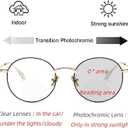 laureles Fashion Round Bifocal Reading Glasses Men Sun Photochromic Lens Metal Frame Transition Presbyopia Female (Black Gold, 0.00/+3.00 Magnification)