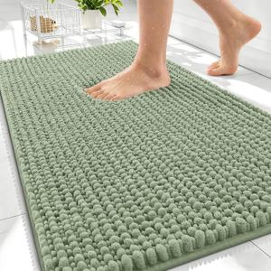 OLANLY Thick Bathroom Rugs 30x20, Extra Soft Absorbent Chenille Bath Rugs, Rubber Backing, Machine Wash Dry, Bath Mats for Bathroom Floor, Tub and Shower, Home Decor Accessories, Sage Green
