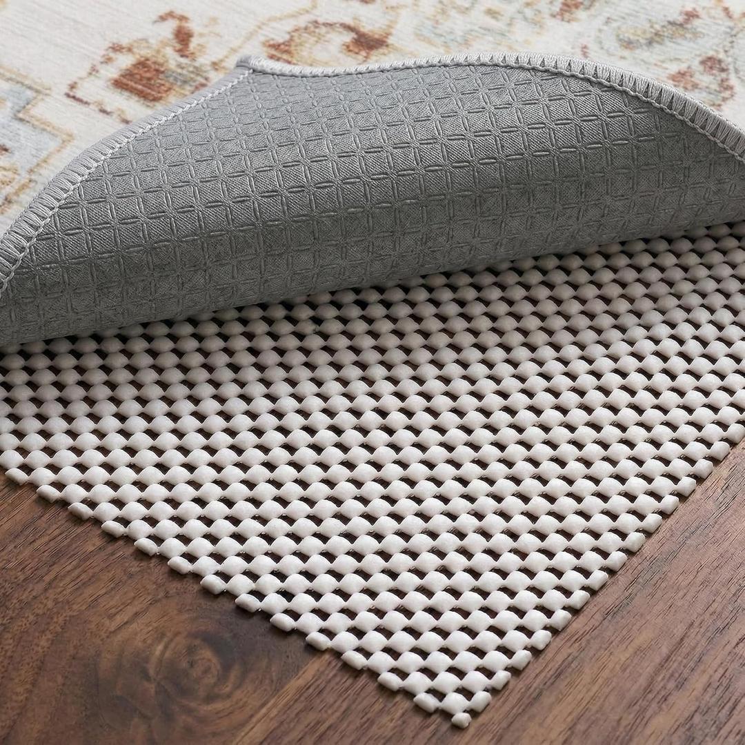 Non-Slip Rug Pad 4x6 Ft – 4'x6' PVC Anti-Slip Carpet Gripper Mat, 4 by 6 Feet Non Slip Pad for Area Rugs, Under Rug Padding for Hardwood Floors, Carpet Gripper Mat for Floors