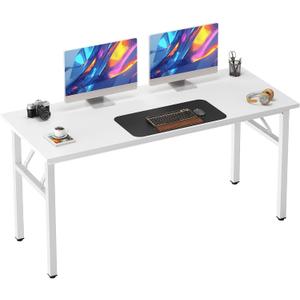 Need Folding Desk, 54 inch Large Computer Desk for Home Office, No Install Needed Study Student Writing Table Desk Workstation, White