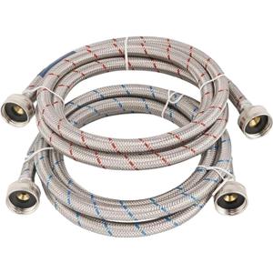 10FT Stainless Steel Washing Machine Hoses, Red and Blue Braid Washer Hoses,Burst Hot and Cold Braid Water Supply Hoses with 3/4'' Standard Interface fit for ALL Washer