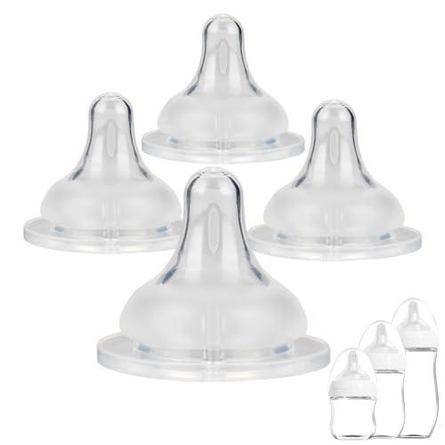 Baby Bottle Nipple for Gulicola Natural Glass Bottle,6m+,Size L Soft Silicone Nipples,Fast Flow, 4 Count