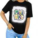 Womens Carnival T-Shirt Graphic Short Sleeves Tee Tops (Black, L)