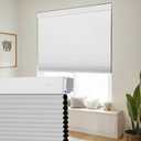 SEEYE No Drill Cordless Cellular Shades, Blackout Honeycomb Blinds for Indoor Window,Thermal Insulated Noise Reduction, Easy Install for Bedroom, Living Room, Office, White (33" W x 64" H)
