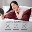 Bedsure King Size Satin Pillowcase Set of 2 - Valentine Pillow Cases for Hair and Skin with Envelope Closure, Similar to Silk Pillow Cases, Gifts for Women Men, Burgundy, 20x36 Inches, 2pcs
