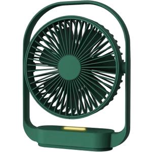 AceMining Silent & Cooling Desk Fan with 4 Speeds, USB with Night Light, 330 Rotation, Small Table Fan for Bedroom & Office (Green)