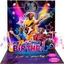 Birthday Card, Funny Birthday Cards for Men Women Kids, Exquisite MUSICAL & SHAKING & LIGHTING Rock Band Dog Pop-up Greeting Card Gifts with Envelope, 6.1 x 6.1 Inch