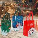 8 PCS Christmas Gift Bags, Medium Size Bulk Christmas Bags for Gifts, Reusable Non-Woven Xmas Tote Bag with Handles Treat Bag Perfect for Holiday Gift Wrap Goody Party Favor 9.84'' x 7.87''x 3.94'' (8 Count (Pack of 1))