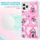 Cute Skull Skeleton Clear Case Compatible with iPhone 16 Pro, Horror Unique Pink Halloween Ghost Pattern Design Case for Teens Men and Women