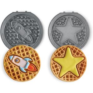 Dash MultiMaker Mini System Removable Plate Set - Ceramic, Nonstick Replacement Plates for Fun-Shaped Waffle Breakfast - Waffle Maker Not Included - 4-Inch - Two-Pack - Rocketship & Star
