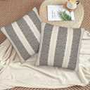 Black Polka Dot Pillow Covers 18 x 18 Inch Set of 2 Boho Striped Decorative Outdoor Throw Pillow Covers Linen Modern Geometry Cushion Cases for Home Sofa Couch Livingroom Decor
