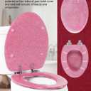 Angol Shiold ELONGATED Pink Toilet Seat Resin Glitter, Slow Close Heavy Duty Acrylic Toilet Seats for Standard Toilets, Easy Installation & Cleaning(19Inch, Pink Glitter, Upgraded hinges)