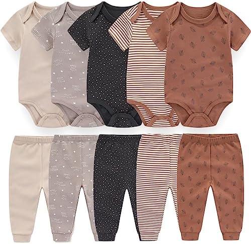Baby Layette Set Baby Boys' 10-Piece Bodysuits Pants Set Toddler Girl Boy Unisex Baby Gift Sets 3M