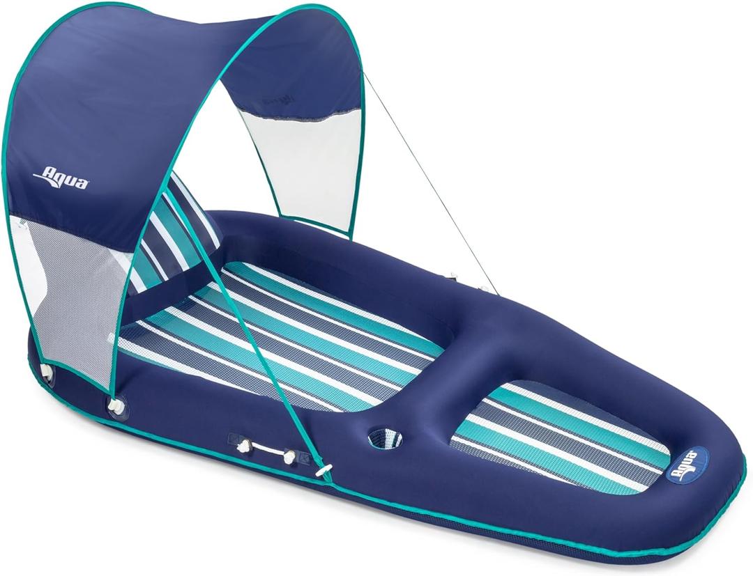Aqua Luxury Water Pool Lounge  Extra Large  Inflatable Pool Floats for Adults with Headrest, Backrest, Footrest & Cupholder  Multiple Colors/Styles