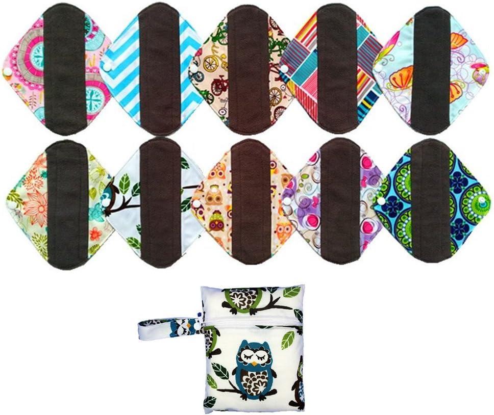 10PCS 8 Inch Reusable Washable Menstrual Pads Sanitary Pads Panty Liner