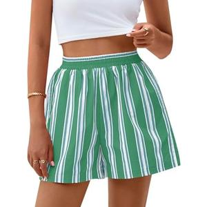 PRETTYGARDEN Boxer Shorts for Women 2025 Summer Casual Striped Cotton Pajama Y2K Fashion Lounge Sleep Bottoms with Pockets XXL