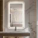 Niccy LED Bathroom Mirror, 40"x24" Rectangle Wall Mounted Vanity Mirrors with Metal Frame, Anti Fog Dimmable Smart Mirror for Bathroom/Bedroom/Livingroom/Entryway, (Horizontal or Vertical),Gold