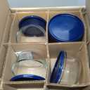 Anchor Hocking SnugFitTM Round Food Storage Containers with Lids (4-Piece, 4-cup, Navy Blue, oven-safe)