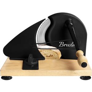 UpgradedManual Bread Slicer for Homemade Sourdough Bread,Metal Guide & Adjustable Thickness, Hand Crank Bread Slicer with Scale Line and Suction Cup, Sharp Blade, Suitable for Sourdough Bread, Etc (Black)