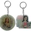 KHAMANHLR (4 PCS) St. Maria Goretti Keychain - Patron Saint of Purity and Forgiveness. Crafted From Durable, Transparent Acrylic for Timeless Beauty and Lasting Strength 2 Inches