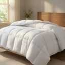 TEKAMON All Season Full Comforter Fluffy Quilted Lightweight Reversible Down Alternative Duvet Insert with 8 Corner Tabs, Soft & Breathable Summer Winter Warm,Machine Washable White 82 x 86 inches