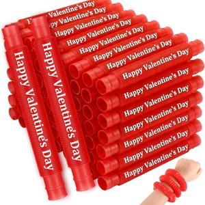 Skylety 60 Pack Valentines Day Gifts for Kids, Valentines Red Pop Tubes Sensory Fidget Toys for Preschool School Classroom Exchange Valentine's Day Party Favors Goodie Bags Boys Girls
