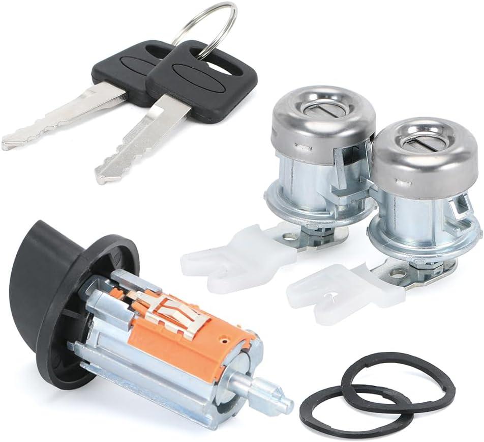 Ignition Switch Lock Cylinder Door Lock Cylinder Compatible with Ford F150 1997-2003 F250 F350 1997-2007 Excursion 2000-2005 Replace OE# LC6177 + DL5885 X2 + 597638 (Ford F-Series 97-07)