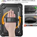 SEYMAC stock Case for Samsung Galaxy Tab A11+ Plus/A9+ Plus 11'', Full-Body Drop Protection Case with Screen Protector Pencil Holder [360 Rotating Hand Strap] &Stand - Black