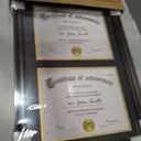 Yaetm Vertical Double Diploma Frame 14x20 for Two 8.5x11 Certificates, Degrees, Documents, Tempered Glass with Black Over Gold Acid-free Mats, Dual Diploma Frames, Brown/Black