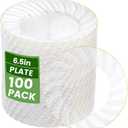 YOUBET 100 Pack Clear Gold Plastic Plates - 6.5 Inch Clear Disposable Plates with Gold Rim - High End Elegant Vintage Dessert Salad Plate for Birthday Parties & Wedding