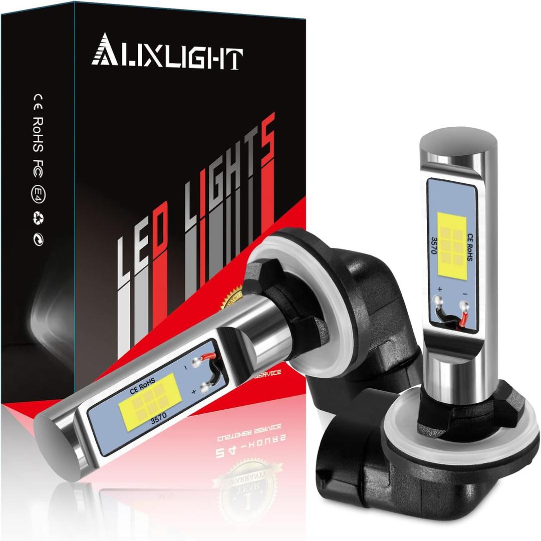 AUXLIGHT 881 LED Fog Light DRL Bulbs, 3000 Lumens Extremely Bright 889 886 894 862 896 898 Bulbs Replacement for Cars, Trucks, 6000K Xenon White, 1 Pair