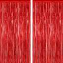 2 Pack Red Tinsel Backdrop, 3.28 FT x 7.05 FT Fringe Curtains, Red Foil Tinsel Party Streamer Backdrop Curtains for Valentines Day, Wedding Photo Backdrop Party Decorations for Wedding Anniversaries