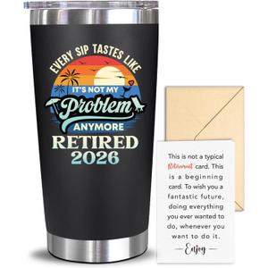 NewEleven Retirement Gift For Men, Women 2026 - Goodbye Present, Going Away Gift, Farewell Gifts For Coworkers From Colleague, Friend, Family - Tumbler 20oz (Retired 2026 Black)