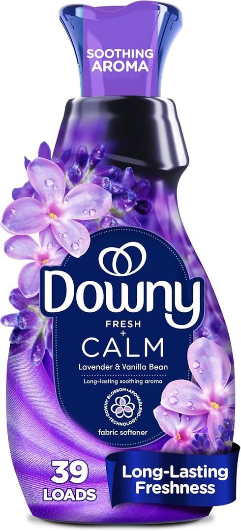 Downy Ultra Soft Fabric Softener Liquid, Calm, Lavender and Vanilla Bean, 26 fl oz, 39 Loads