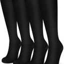 4 Pack Compression Socks for Women & Men 15-20 mmHg - Best Support for Nurses, Running, Hiking, Recovery (Black)