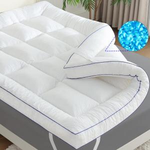 Memory Foam Mattress Topper Queen Size, 3D Bubble Mattress Pad Cover, Bed Topper for Back Pain,Comfy Plush Foam Filled Pillow Top, 60"x80"