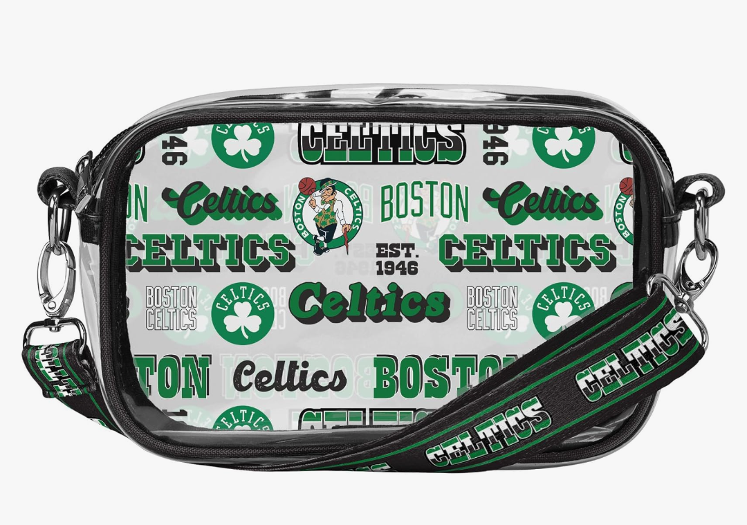 FOCO NBA Team Logo Stripe Clear Crossbody Bag, Retro Print