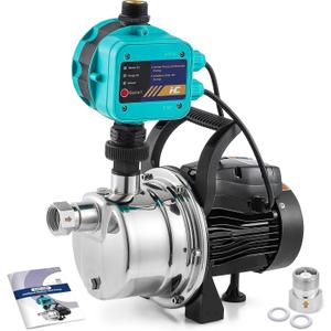 Hanchen 2-IN-1 Water Pressure Booster Pump with Controller, Automatic Shallow Well Jet Pump for Home Garden, 607 GPH Self-Priming Boosting Pump 110V