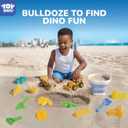 TOY Life 22 Pcs Dinosaur Beach Toys for Kids Ages 4-8 Collapsible Sand Toys with Construction Cars Silicone Bucket Shovels & Sand Castle Building Kit Molds, Sandbox Toy for Summer, Travel, Fishing