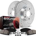 Power Stop K6743 Front Z23 Carbon Fiber Brake Pads with Drilled Slotted Brake Rotors Brake Kit and 1 Front Sensor Wire For BWM 228i 230i 320i 328d 328i 330i 428i 430i [Application Specific]