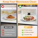 Glass Microwave Splatter Cover for Food with Microwave Place Mat - Sturdy Plate Guard Lid with Vent Holes and Easy-Grip Silicone Handle - BPA Free, Dishwasher Safe (Black)