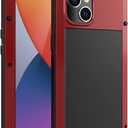 for iPhone 14 Case, 360 Full Body Protective Cover Heavy Duty Shockproof Tough Armour Aluminum Alloy Metal Case with Silicone Built-in Screen Protector for Apple iPhone 14 6.1 Inch - Red